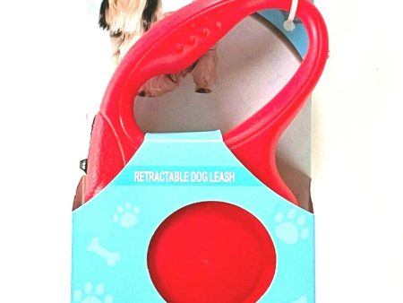 Retractable Dog Pet Leash 11.5ft (3m) Maximum Tension 25 Lbs Red Color Supply