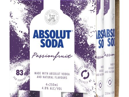 Absolut Vodka Soda & Passionfruit (4 Pack) 250mL on Sale