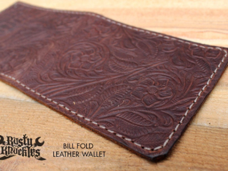 Men s Embossed Brown Leather Wallet Cheap