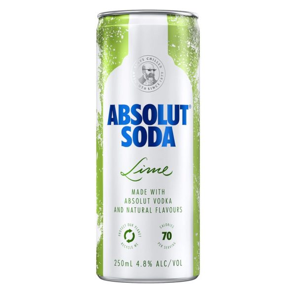 Absolut Vodka Soda & Lime (case of 24) 250mL Fashion