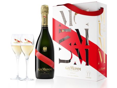 Personalised G.H. Mumm Grand Cordon Champagne Gift Pack (750mL) + Two Champagne Glasses Online now