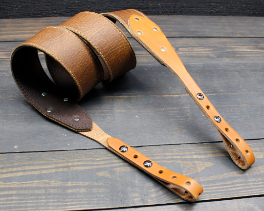 Two Tone Brown Leather Banjo Strap Online Sale