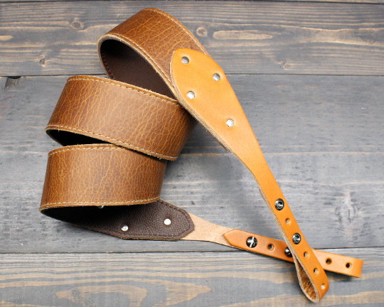 Two Tone Brown Leather Banjo Strap Online Sale