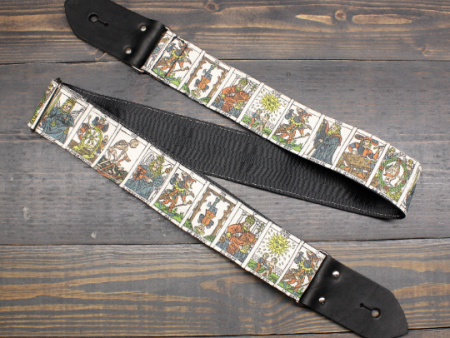 Guitar Strap with Tarot Card Illustration Made On Custom Printed Fabric and Seat Belt Material Online