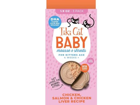 Baby - Mousse & Shreds For Kittens - Chicken , Salmon & Chicken Liver Cat Can Sale