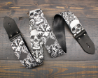 Guitar Strap With Skull And Flames Made On Custom Printed Fabric and Seat belt Material Online now