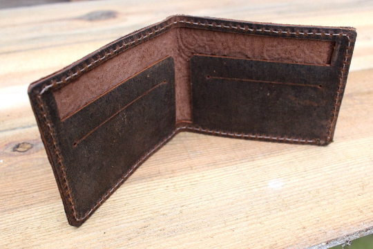 Men s Embossed Brown Leather Wallet Cheap