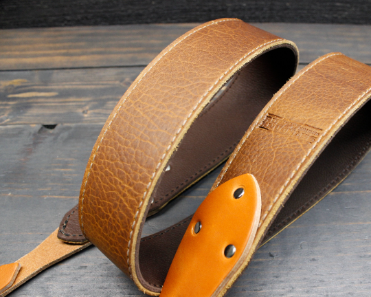 Two Tone Brown Leather Banjo Strap Online Sale