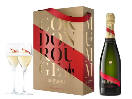 G.H. Mumm Cordon Rouge (750mL) Champagne Gift Pack + Two Champagne Glasses Online now