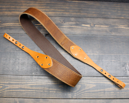 Two Tone Brown Leather Banjo Strap Online Sale